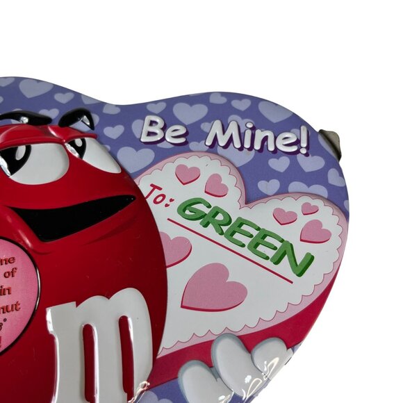M&Ms Heart-Shaped Metal Tin Lunchbox Handle & Lock Valentines - Picture 9 of 9